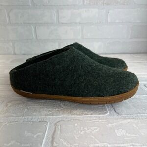 Glerups 37 Felt Slipper Shoes Womens 7 Green Wool Natural Rubber Sole Slip On